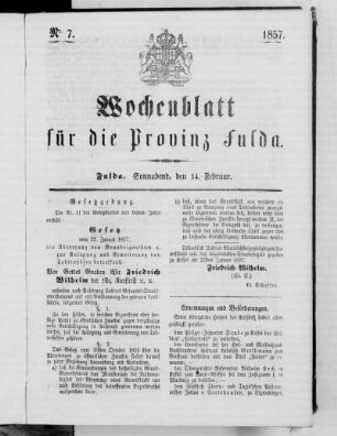 Nr. 7, Ausgabe vom 14. Februar 1857