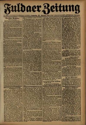 Erste Ausgabe vom Samstag, den 26. Oktober 1918.