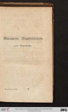 Marianens Begebenheiten, von Marivaur