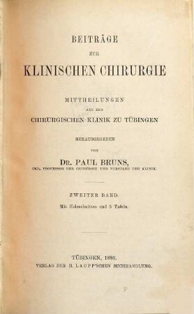 Beiträge zur klinischen Chirurgie. 2. 1886