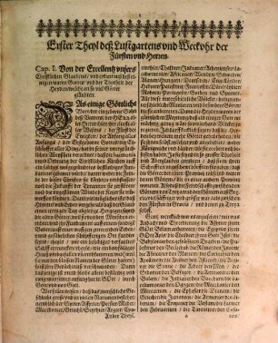 Antonii De Guevara, Barfüsser Ordens Bischoffens zu Mondonedo, Keysers Caroli V. Hoffpredigers Canonisten Chronisten und Raths. Opera Omnia HistoricoPolitica : 1. Güldene Sendschreiben 2. Fürstliche Weckuhr und Lustgarten 3. Mißbrauch deß- Hoffs unnd Lob deß LandtsLeben 4. Der wolgezierte Hoffman, oder Hoffschul 5. Von Gastereyen und Zutrincken. In welchen viel schöne subtile Politische unnd Moralische Discursen ... begriffen. In Drey Theil abgetheilt ..., 2. Horologium Principum, Das ist: Fürstliche Weckuhr und Lust garten ...