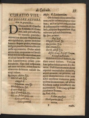 Curatio VIII. De Dolore Nephritico in gravida.