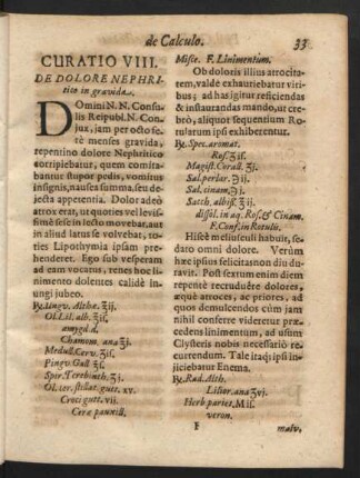Curatio VIII. De Dolore Nephritico in gravida.