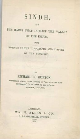 Sindh, and the races that inhabit the valley of the Indus : with notices of the topography and history of the province