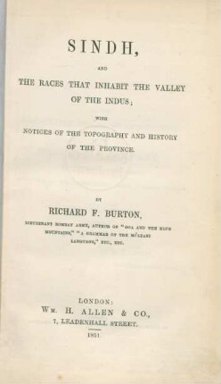 Sindh, and the races that inhabit the valley of the Indus : with notices of the topography and history of the province