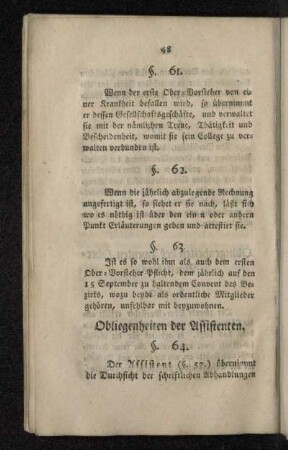 Obliegenheiten der Assistenten.