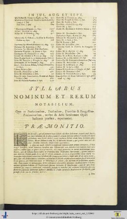 Syllabus Nominum Et Rerum Notabilium …