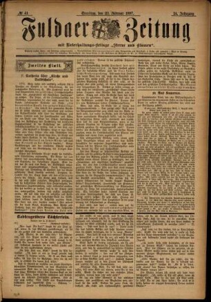 Zweite Ausgabe vom Samstag, den 20. Februar 1897.