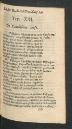 Tit. XIII. De Conclusione causae