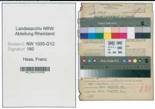Entnazifizierung Franz Hess , geb. 26.06.1904 (Ingenieur)