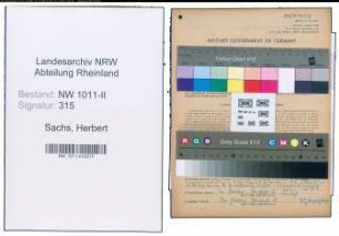 Entnazifizierung Herbert Sachs , geb. 15.06.1921 (Chemiker)