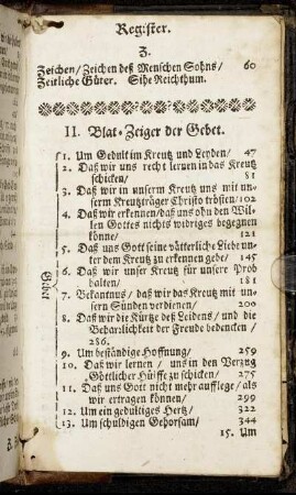 II. Blat-Zeiger der Gebet.
