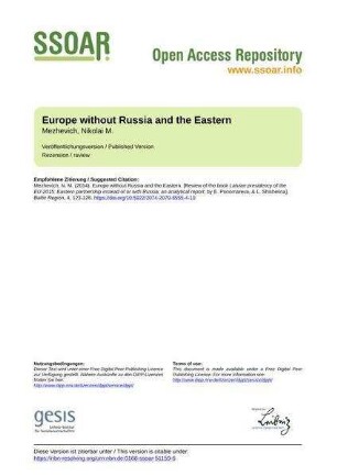 Europe without Russia and the Eastern
