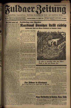 Ausgabe vom Samstag, den 02. April 1938.