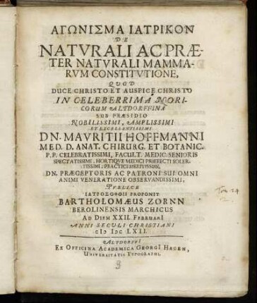 Agōnisma Iatrikon De Naturali Ac Praeter Naturali Mammarum Constitutione