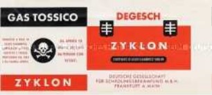 Etikett einer Dose Zyklon für den Export nach Italien - Sachkonvolut