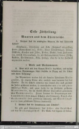 Erste Abtheilung. Waaren aus dem Thierreiche