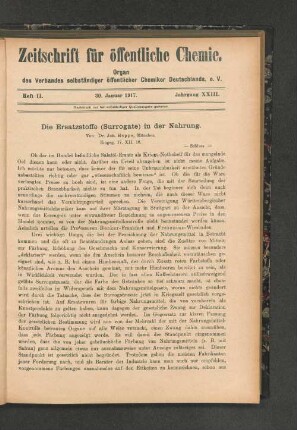 Die Ersatzstoffe (Surrogate) in der Nahrung.