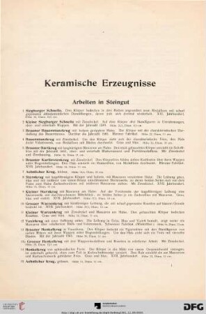 Arbeiten in Steingut (Nr. 1-32)
