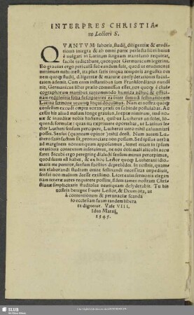 Interpres Christiano Lectori S.