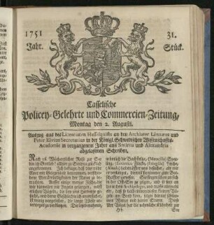 31. Stueck, Montag den 2. Augusti 1751