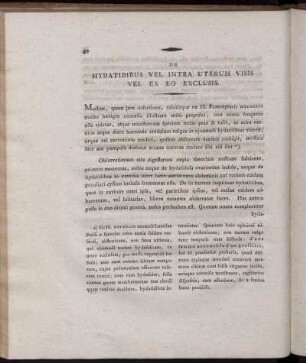 De hydatidibus vel intra uterum visis vel ex eo exclusis.