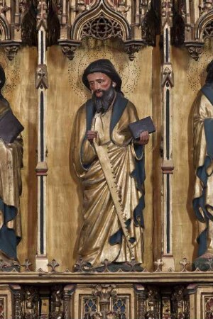 Hochaltar des Frankfurter Doms — Rechter Flügel: Vier Heilige und vier Kirchenväter — Apostel Simon