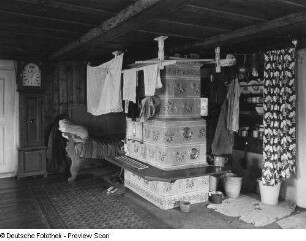 Steinigtwolmsdorf-Weifa. Wohnhaus (Umgebindehaus). Stube. Detail: Ofenecke
