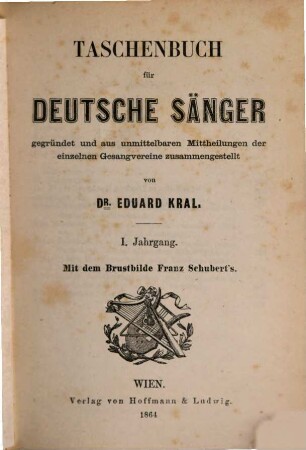 Taschenbuch für deutsche Sänger. 1 (1864)