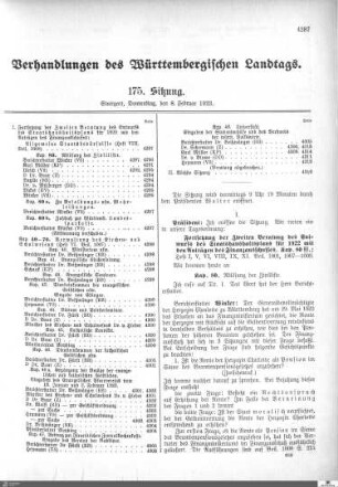 175. Sitzung, Stuttgart, 8.2.1923