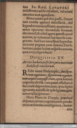 Disquisitio XV. An vox barbara possit fieri pura autoritate Ecclesia & conciliorum