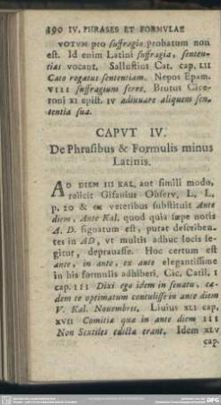 Caput IV. De Phrasibus & Formulis minus Latinis