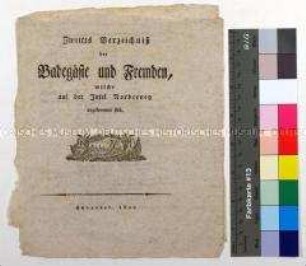 Namentliches Verzeichnis der Badegäste und Fremden auf der Insel Norderney im Juli 1822