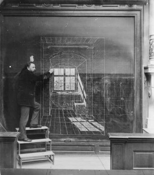 Professor Max Kleiber beim Unterricht (Architektur, Perspektive) an der königlich bayerischen Akademie der bildenden Künste in München