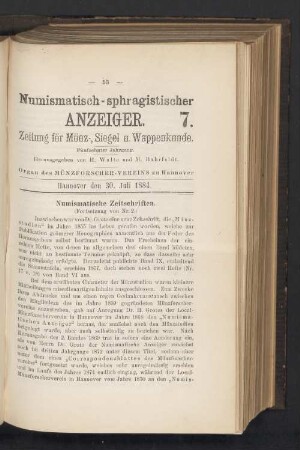 7. 30. Juli 1884