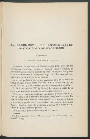 El Lacunzismo: sus antecedentes históricos y su evolución - (Conclusión)