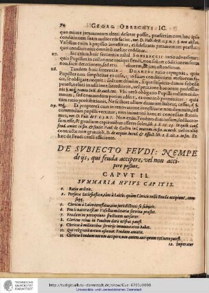 DE SUBIECTO FEUDI: NEMPE deijs, qui feuda accipere, vel non accipere poßint. CAPUT II.