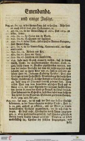 Emendanda, und einige Zusäze