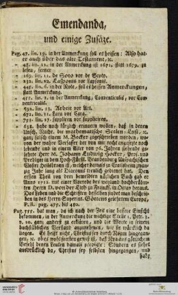Emendanda, und einige Zusäze
