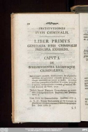 Liber Primus Generalia Iuris Criminalis Principia Exhibens.
