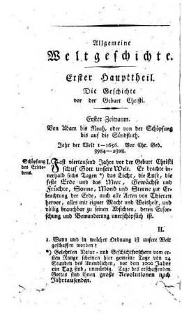 Erster Haupttheil. Die Geschichte vor der Geburt Christi