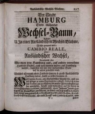 II. In einer Ausländischen Wechsel-Bluhme, Welche genannt wird: Cambio Reale, Oder...