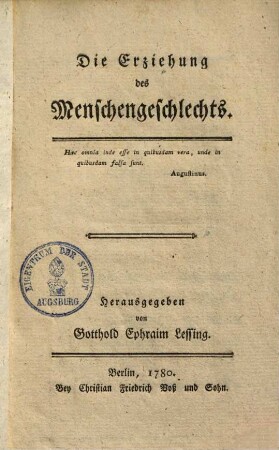 Die Erziehung des Menschengeschlechts