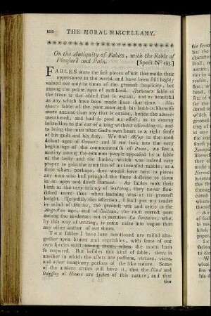 On the Antiquity of Fables, with the Fable of Pleasure and Pain. - The Mercy of Affliction; an Eastern Story.