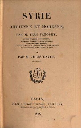 Syrie ancienne et moderne
