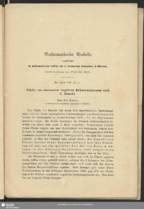 Fläche von constantem negativen Krümmungsmaass nach L. Bianchi