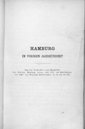 Hamburg im vorigen Jahrhundert