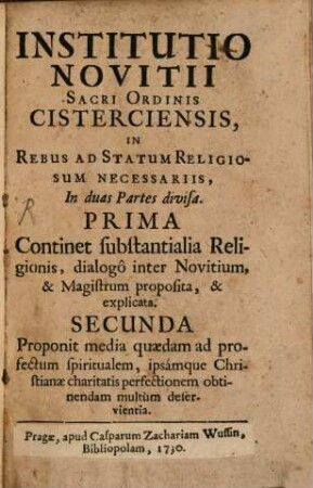 Institutio Novitii S. Ord. Cisterciensis