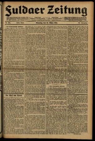 Erste Ausgabe vom Dienstag, den 18. März 1913.