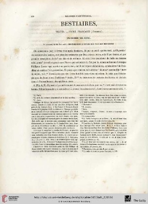Bestiares, textes. - Prose français (Picarde)